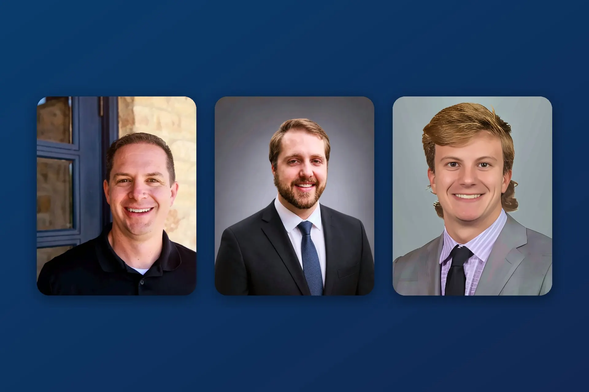El Dr. Clayton Cook, el Dr. Eric Dunaway y el Dr. Addison Wright, los dentistas de Glen Rose